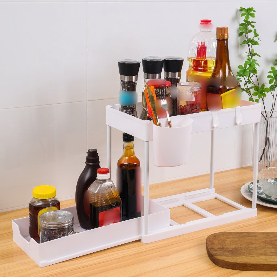 2-Layer Space Saving Organizer With Sliding Shelf