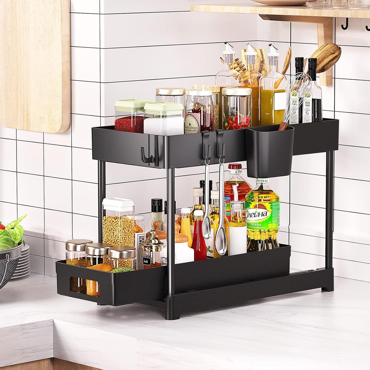 2-Layer Space Saving Organizer With Sliding Shelf