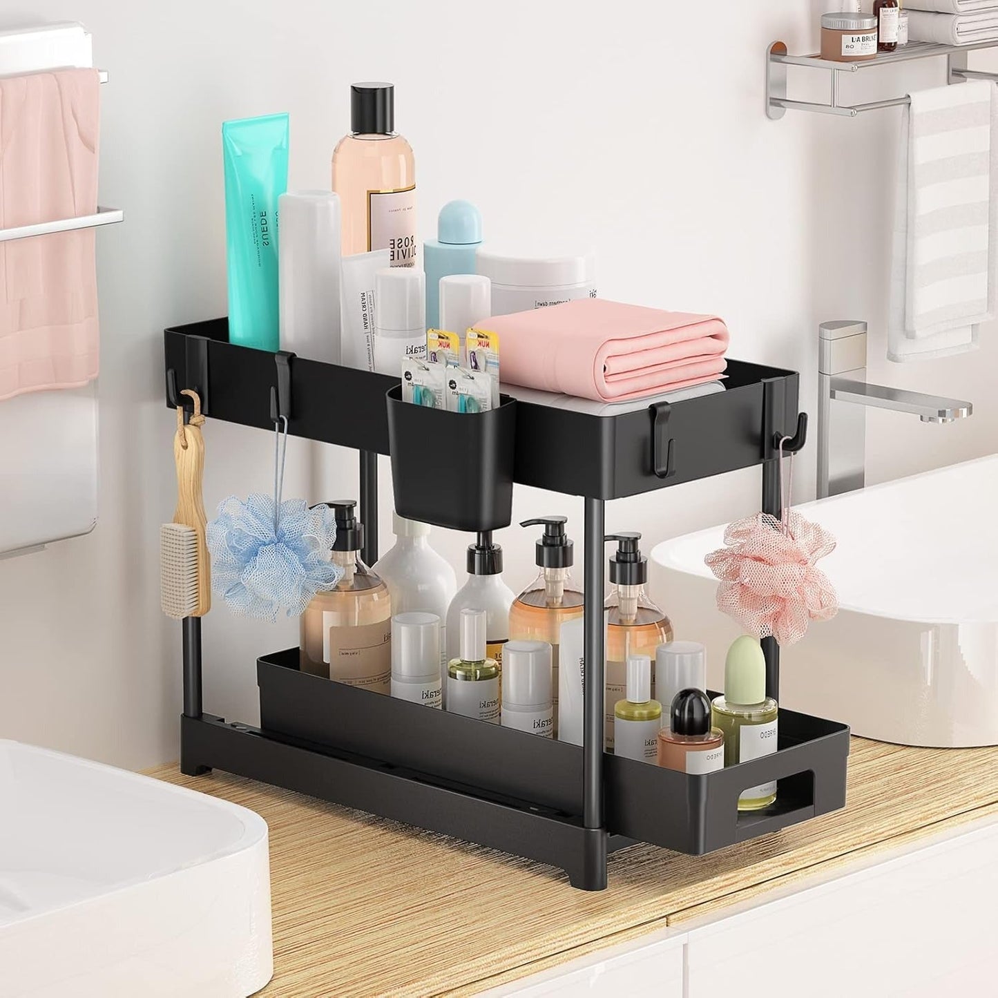 2-Layer Space Saving Organizer With Sliding Shelf