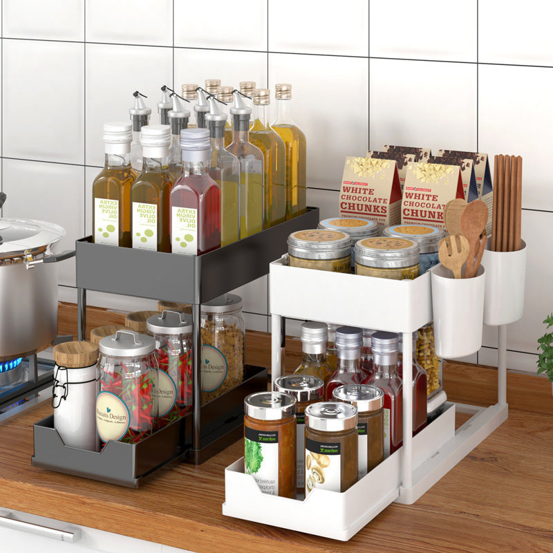 2-Layer Space Saving Organizer With Sliding Shelf