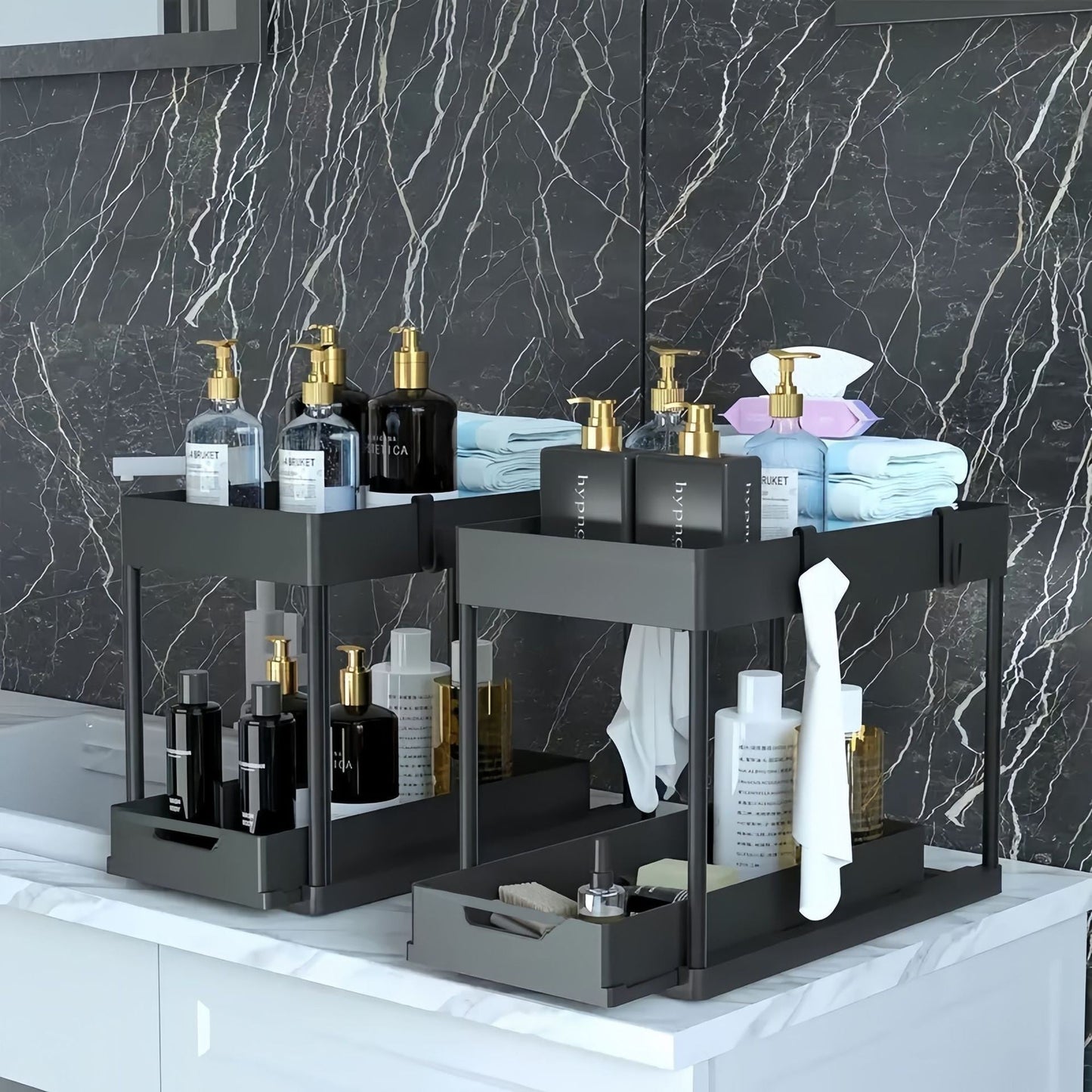 2-Layer Space Saving Organizer With Sliding Shelf